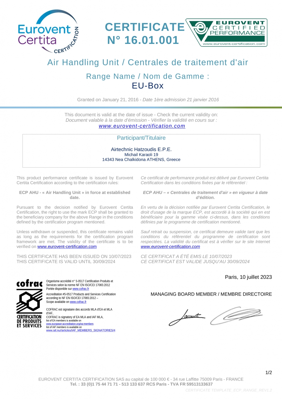 EUROVENT Certification EU - BOX