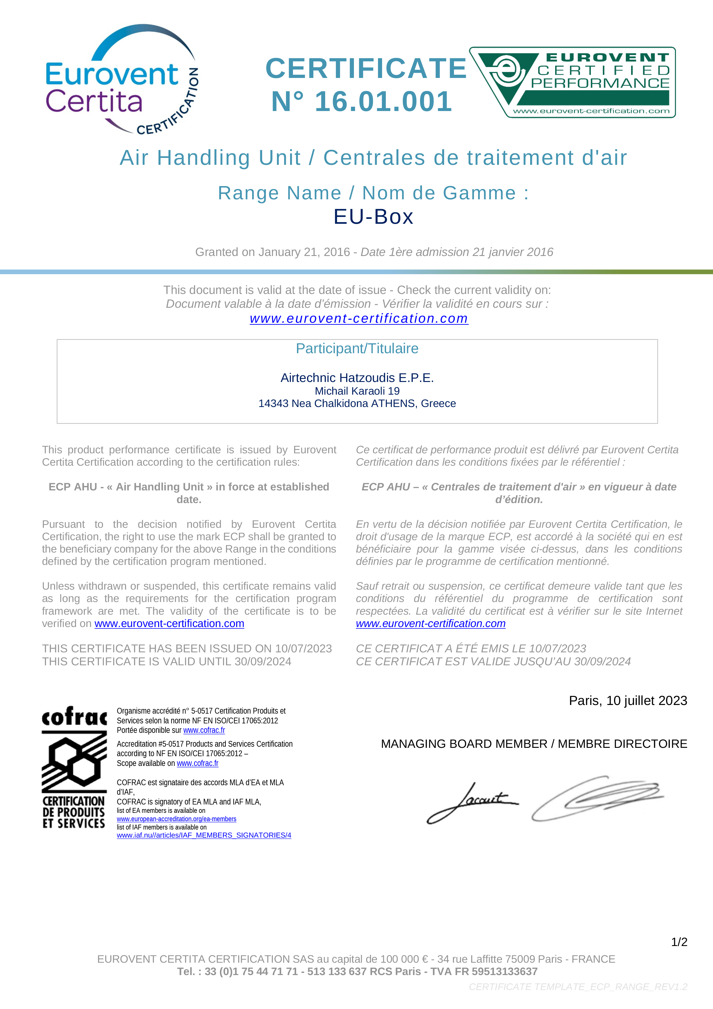 EUROVENT Certification 