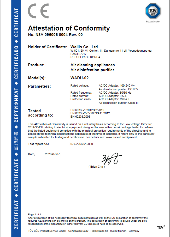 CE SAFETY Certificate