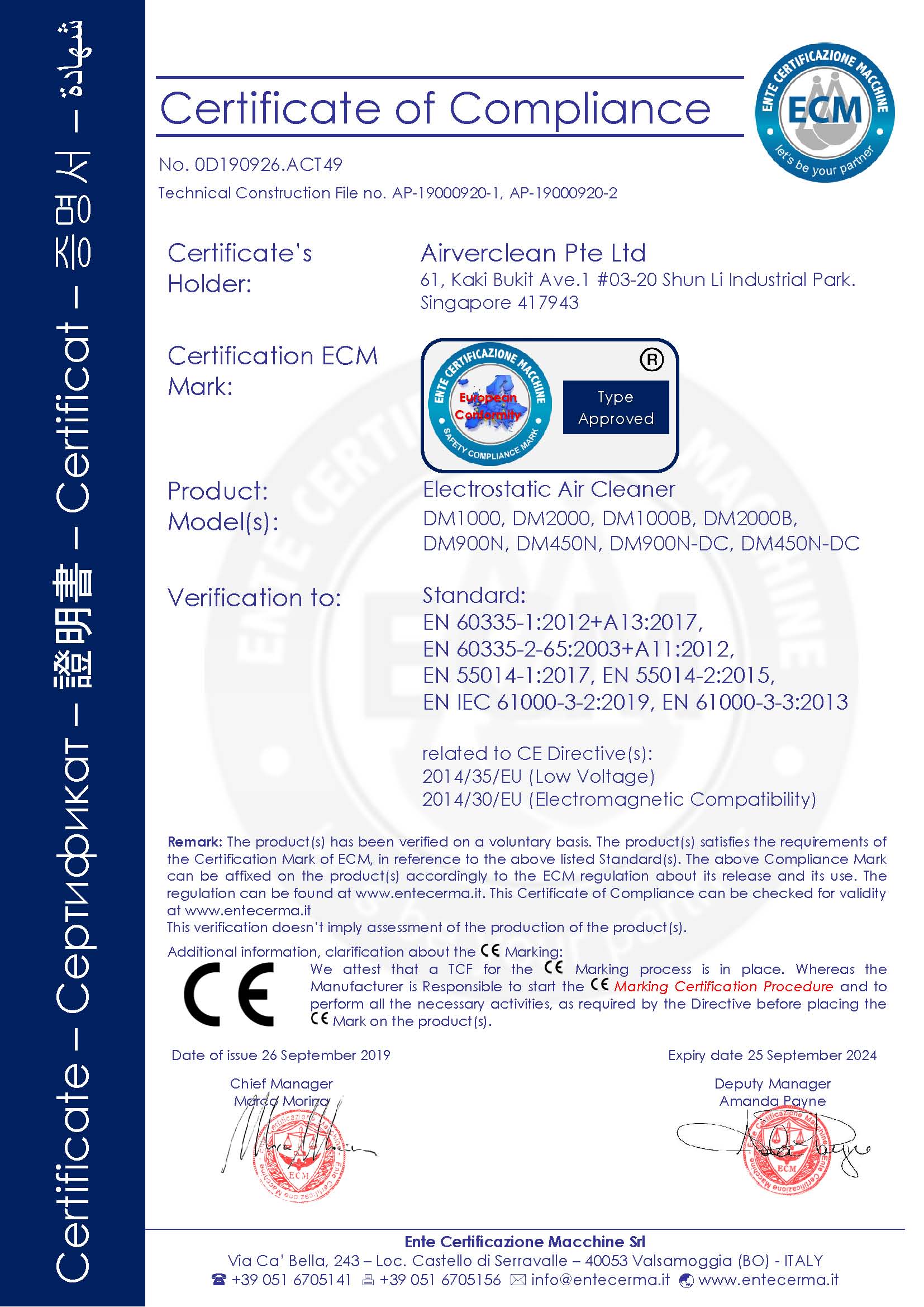 CERTIFICATE of COMPLIANCE